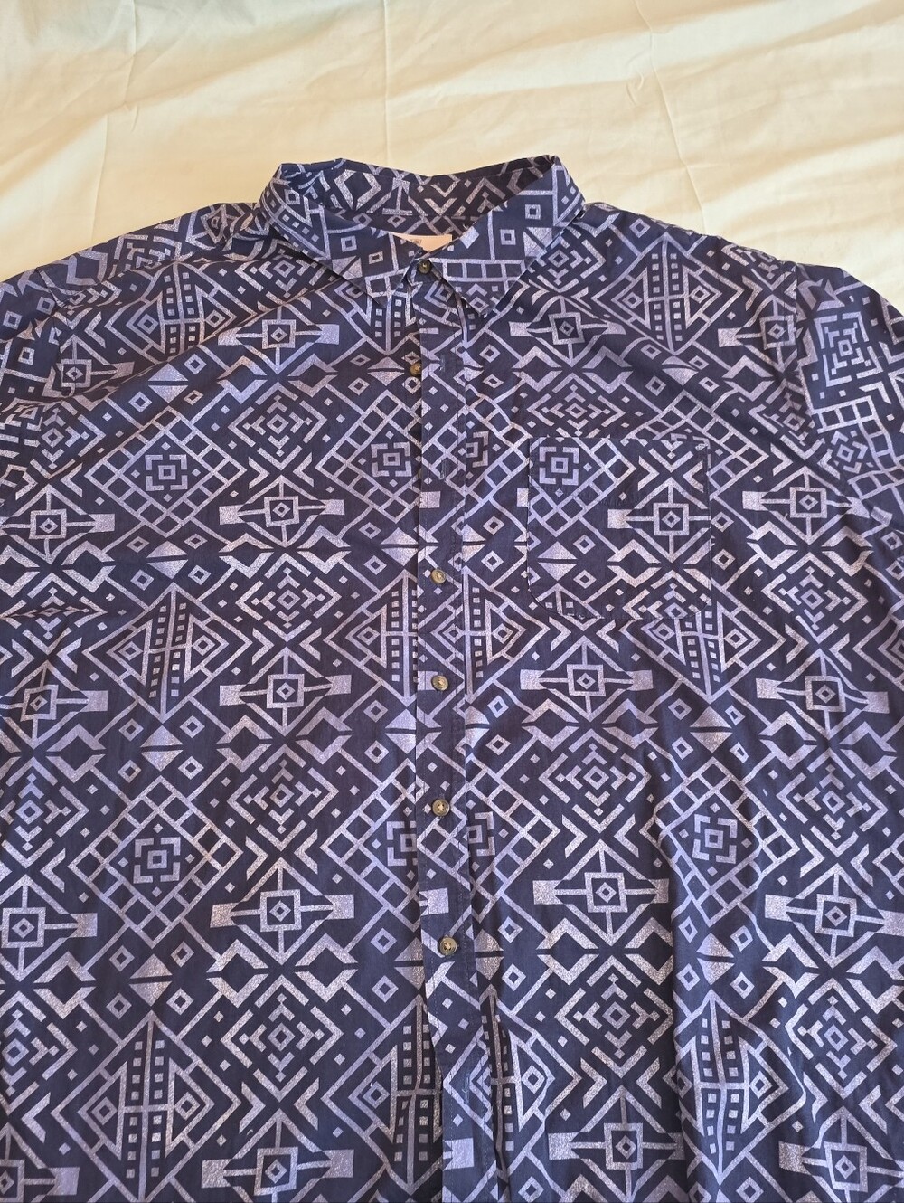 Oak Hill by DXL Big & Tall Mens Shirt 4XLT Blue Geometric Abstract Long Sleeve